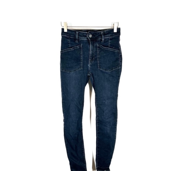 Free People Ivy Jeans Skinny Released Hem 9” Rise Navy 26 - Picture 4 of 11